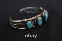 Vintage Navajo Sterling Silver Carico Lakes Turquoise Bracelet