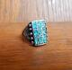 Vintage Navajo Sterling Silver Channel Inlay File Design Turquoise Ring size 9.5