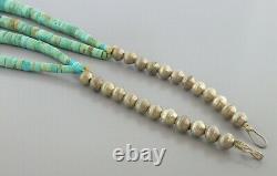 Vintage Navajo Sterling Silver Double Strand Royston Turquoise Necklace