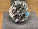 Vintage Navajo Sterling Silver Eagle withTurquoise and Coral Ring Size 13-2353.24