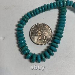 Vintage Navajo Sterling Silver Graduated Turquoise Disc Beads Necklace 18.25