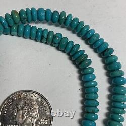 Vintage Navajo Sterling Silver Graduated Turquoise Disc Beads Necklace 18.25