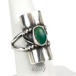 Vintage Navajo Sterling Silver Green Handmade Turquoise Ring Size 8