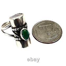 Vintage Navajo Sterling Silver Green Handmade Turquoise Ring Size 8