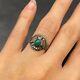 Vintage Navajo Sterling Silver Hand Stamped Thunderbird Turquoise Ring Size 5.5