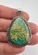 Vintage Navajo Sterling Silver High Grade Royston Turquoise Stamped Pendant 2