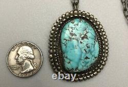 Vintage Navajo Sterling Silver & High Grade Turquoise Native American Necklace