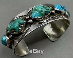 Vintage Navajo Sterling Silver Kingman Turquoise Cuff Bracelet