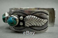 Vintage Navajo Sterling Silver Kingman Turquoise Cuff Bracelet