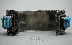 Vintage Navajo Sterling Silver Kingman Turquoise Cuff Bracelet