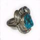 Vintage Navajo Sterling Silver Kingman Turquoise Ring Size 7.75, Signed DL