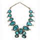 Vintage Navajo Sterling Silver Kingman Turquoise Squash Blossom Necklace
