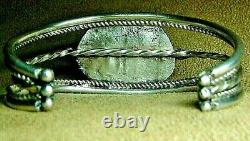 Vintage Navajo Sterling Silver Large Beautiful Kingman Turquoise Cuff Bracelet