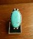 Vintage Navajo Sterling Silver Large Blue Turquoise Ring Size 8.5