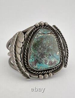 Vintage Navajo Sterling Silver Morenci Turquoise Twist Cuff Bracelet 64.6g