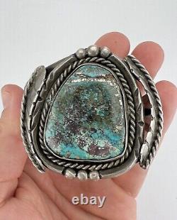 Vintage Navajo Sterling Silver Morenci Turquoise Twist Cuff Bracelet 64.6g