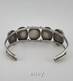 Vintage Navajo Sterling Silver Natural Fox Turquoise 5 Stone Cuff Bracelet