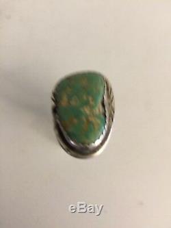 Vintage Navajo Sterling Silver / Natural Kingman Turquoise Ring Size 8 1/2