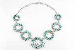 Vintage Navajo Sterling Silver Natural Turquoise Necklace Hand-made 127.2 Gr