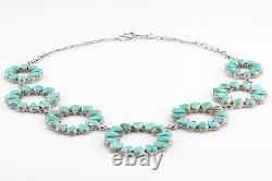 Vintage Navajo Sterling Silver Natural Turquoise Necklace Hand-made 127.2 Gr