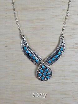 Vintage Navajo Sterling Silver Necklace Turquoise