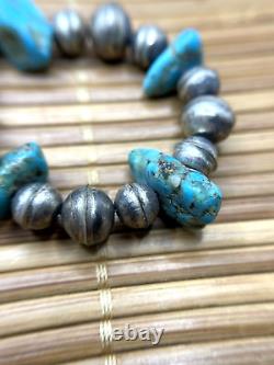 Vintage Navajo Sterling Silver Pearl Turquoise Necklace