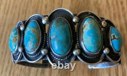 Vintage Navajo Sterling Silver Persian Turquoise Cuff Bracelet