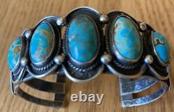 Vintage Navajo Sterling Silver Persian Turquoise Cuff Bracelet