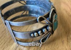 Vintage Navajo Sterling Silver Persian Turquoise Cuff Bracelet