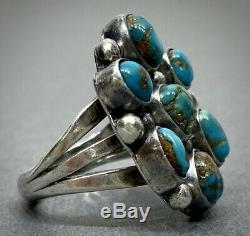 Vintage Navajo Sterling Silver Royston Turquoise Cluster Ring Gorgeous Stones