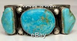 Vintage Navajo Sterling Silver Royston Turquoise Cuff Bracelet HEAVY NICE