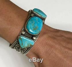 Vintage Navajo Sterling Silver Royston Turquoise Cuff Bracelet HEAVY NICE