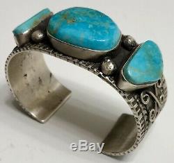 Vintage Navajo Sterling Silver Royston Turquoise Cuff Bracelet HEAVY NICE