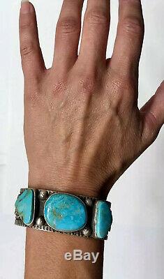 Vintage Navajo Sterling Silver Royston Turquoise Cuff Bracelet HEAVY NICE