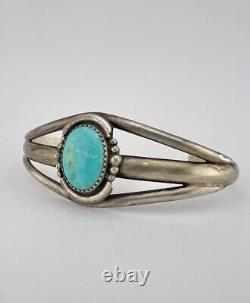 Vintage Navajo Sterling Silver Royston Turquoise Split Shank Cuff Bracelet