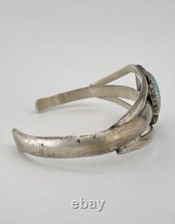 Vintage Navajo Sterling Silver Royston Turquoise Split Shank Cuff Bracelet