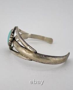 Vintage Navajo Sterling Silver Royston Turquoise Split Shank Cuff Bracelet