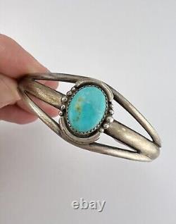 Vintage Navajo Sterling Silver Royston Turquoise Split Shank Cuff Bracelet