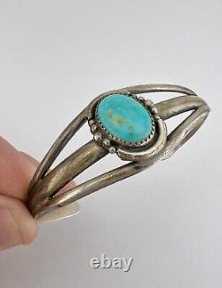 Vintage Navajo Sterling Silver Royston Turquoise Split Shank Cuff Bracelet