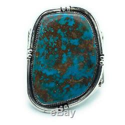 Vintage Navajo Sterling Silver Royston Turquoise Split Shank Wide Cuff Bracelet