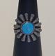 Vintage Navajo Sterling Silver Sunflower Blue Turquoise Split Shank Ring Size 6