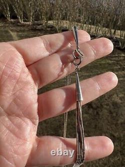 Vintage Navajo Sterling Silver Tuequoise Coral 925 Necklace Signed