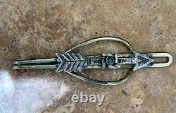 Vintage Navajo Sterling Silver Turquoise Arrow Whirling Log Brooch Tie Pin