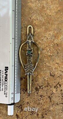 Vintage Navajo Sterling Silver Turquoise Arrow Whirling Log Brooch Tie Pin