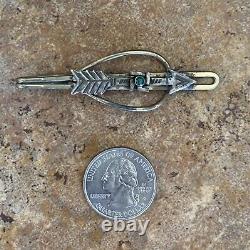 Vintage Navajo Sterling Silver Turquoise Arrow Whirling Log Brooch Tie Pin