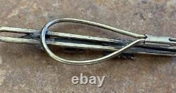 Vintage Navajo Sterling Silver Turquoise Arrow Whirling Log Brooch Tie Pin