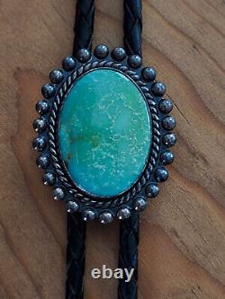 Vintage Navajo Sterling Silver Turquoise BOLO TIE Jane Yikaazba Popovitch Artist