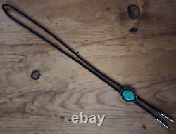 Vintage Navajo Sterling Silver Turquoise BOLO TIE Jane Yikaazba Popovitch Artist