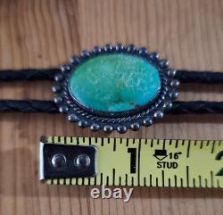 Vintage Navajo Sterling Silver Turquoise BOLO TIE Jane Yikaazba Popovitch Artist