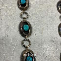 Vintage Navajo Sterling Silver + Turquoise Belt Native American 30 74g Necklace